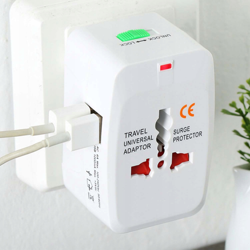 Adaptor incarcator universal de calatorie cu 2xUSB pentru EU, USA, UK, AUST, Alb [9]