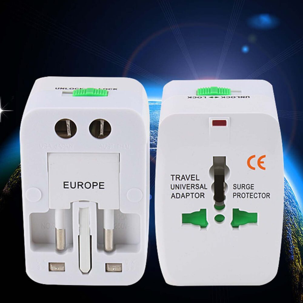 Adaptor incarcator universal de calatorie cu 2xUSB pentru EU, USA, UK, AUST, Alb [4]