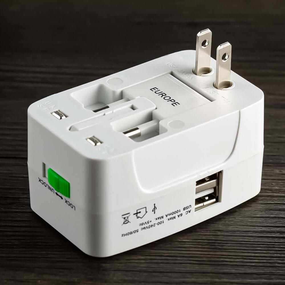Adaptor incarcator universal de calatorie cu 2xUSB pentru EU, USA, UK, AUST, Alb [3]