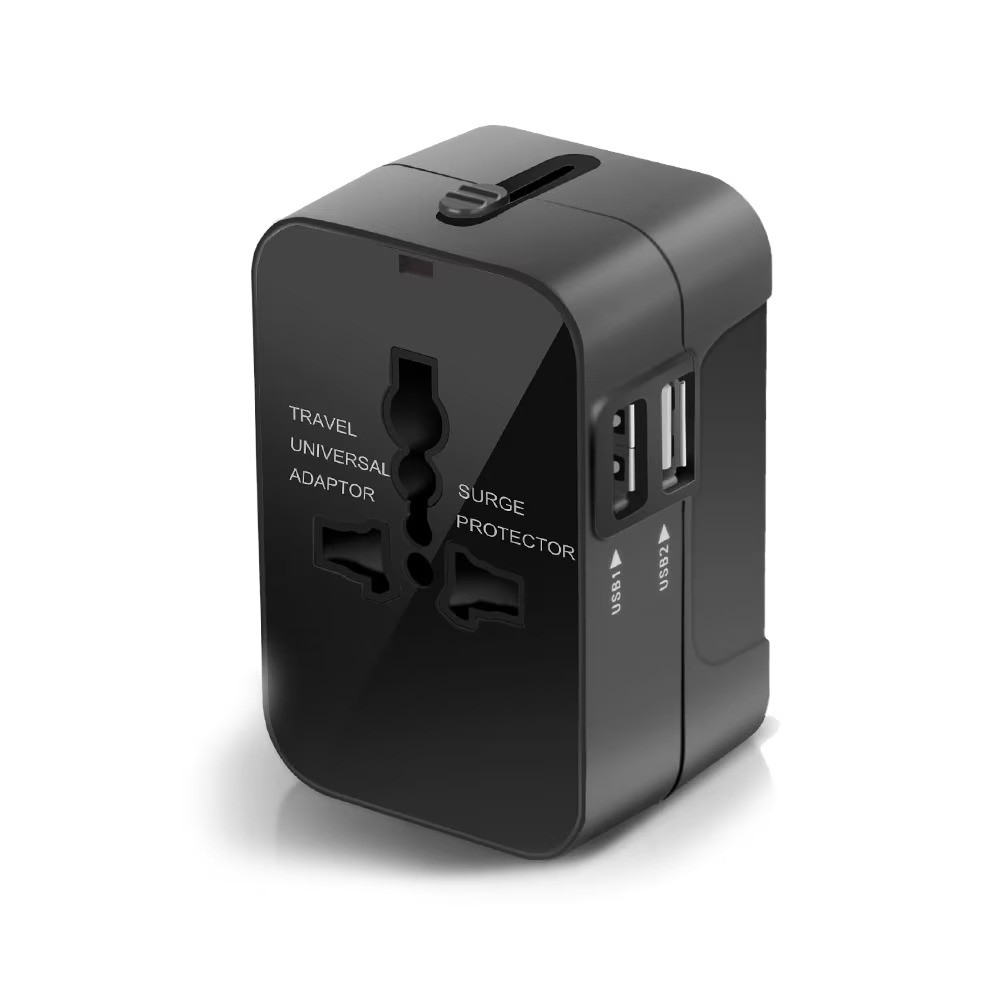 Adaptor incarcator universal de calatorie cu 2xUSB pentru EU, USA, UK, AUST, Negru [4]