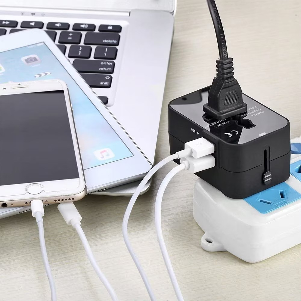 Adaptor incarcator universal de calatorie cu 2xUSB pentru EU, USA, UK, AUST, Negru [5]