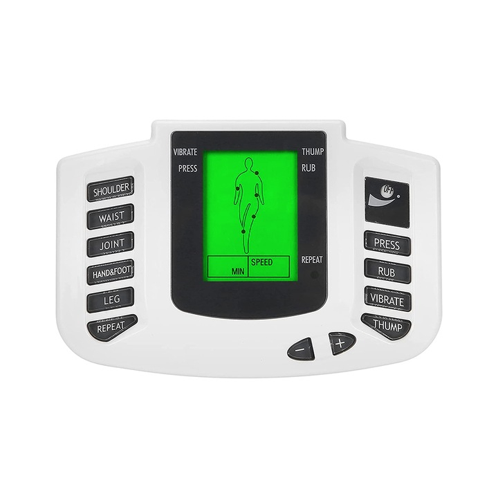 Aparat De Masaj Cu Electrostimulare NewEvo® Pentru Fizioterapie/Electroterapie doua canale, Cu 20 Trepte De Intensitate, TENS si EMS, 32 electrozi corporali, Portabil, Wireless, Alb Negru [2]