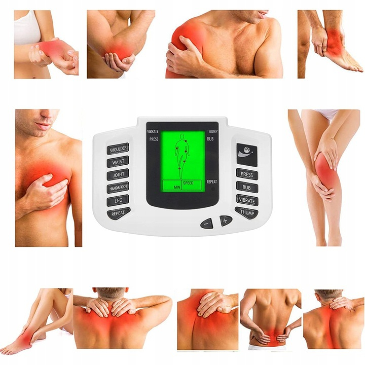 Aparat De Masaj Cu Electrostimulare NewEvo® Pentru Fizioterapie/Electroterapie doua canale, Cu 20 Trepte De Intensitate, TENS si EMS, 32 electrozi corporali, Portabil, Wireless, Alb Negru [4]