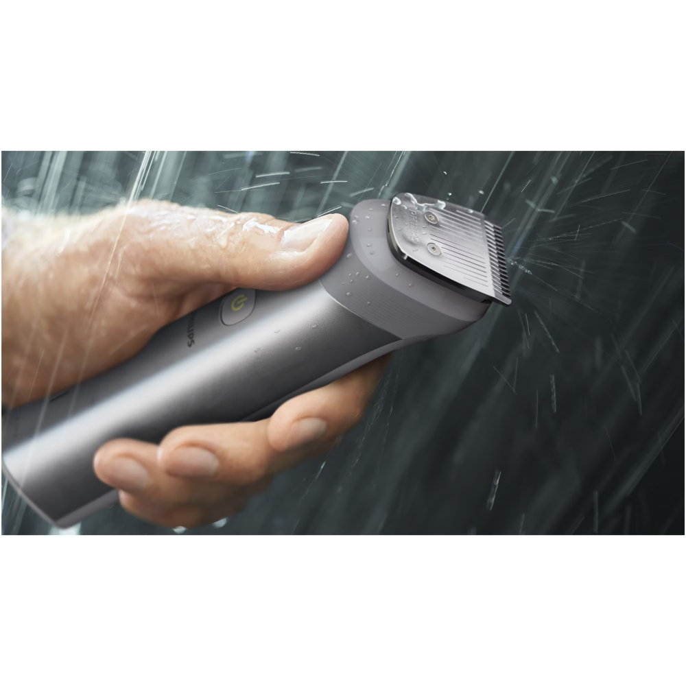 Aparat de tuns barba si parul 12 in 1 PHILIPS Multigroom All in One MG5940/15, tehnologie BeardSense, lame din otel cu auto-ascutire, 11 setari de lungime, rezistent la apa, husa, Negru / Argintiu [8]