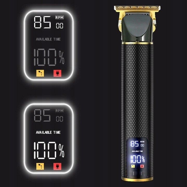 Aparat de tuns barba si parul 7 in 1 NewEvo, Afisaj LCD, Lama otel inoxidabil tip T-Blade, Acumulator 1300 mAh, Lungime taiere intre 0 si 9 mm, Cablu USB, Negru Auriu [3]