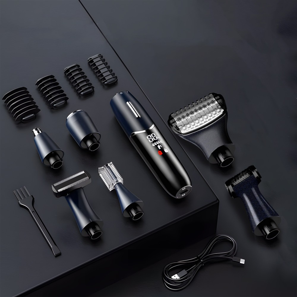 Aparat De Tuns, Ras Si Barbierit Barba, Parul Corporal, Nazal Si Urechi, Trimmer Sprancene, Perciuni NewEvo® SilkTouch Electric, 4 Pieptani, Reincarcabil, Rezistent La Apa, Afisaj Digital LED, Negru [5]