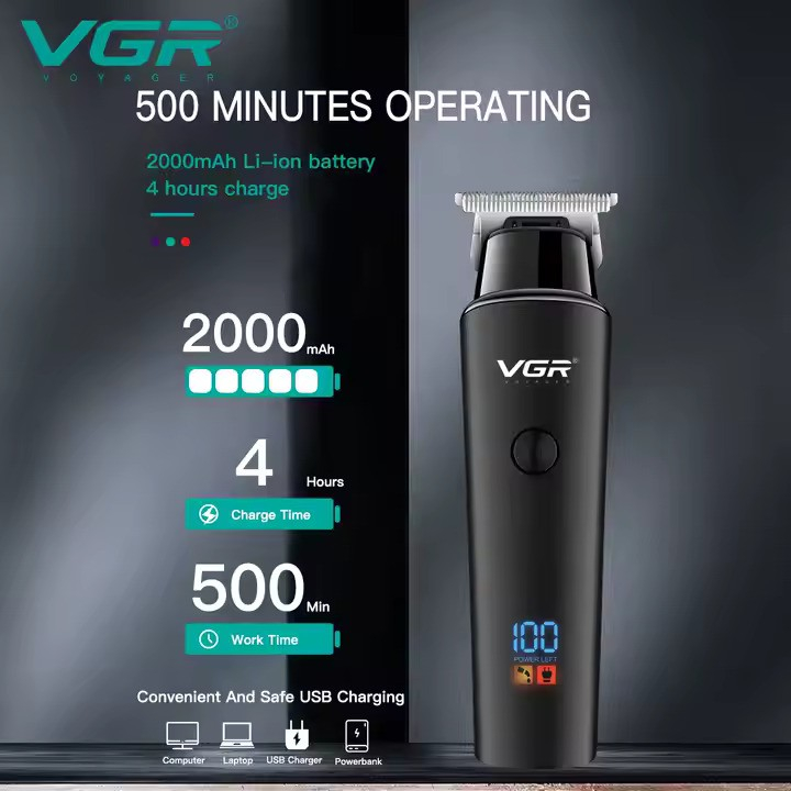 Aparat de tuns și ras VGR V-937 cu lame din oțel, fără fir, baterie 2000mAh și încărcare USB. Precizie și autonomie într-un singur device! [3]