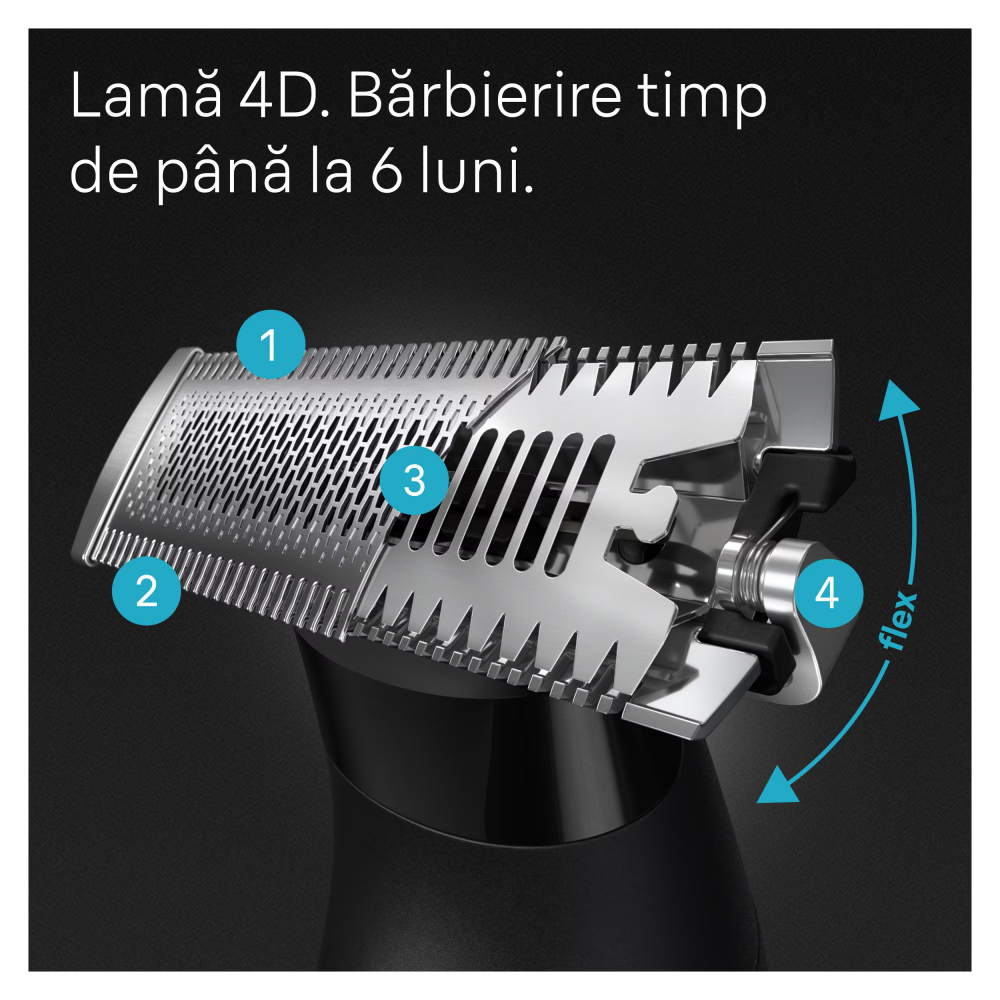 Aparat hibrid de barbierit si tuns barba Braun Series X XT5300 Wet&Dry, Lama 4D, 6 piepteni, 1 capac de protectie, autonomie 45 minute, Husa, Suport de incarcare, Negru [6]