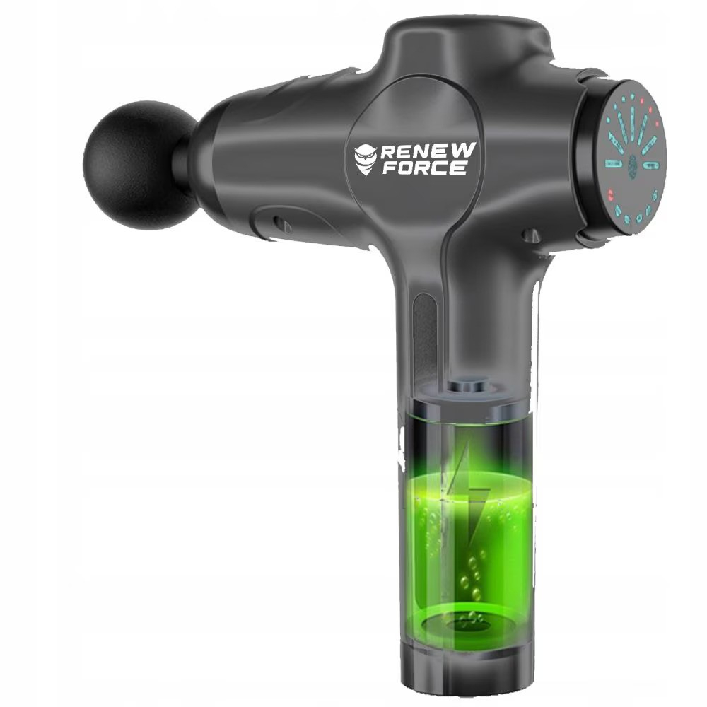 Aparat pentru masaj profesional tip pistol Renew Force, 7 viteze, motor silentios, 2800 r/min, sistem racire, ecran LCD cu touchscreen, oprire automata dupa 10 minute, 10 capete, Gri [6]