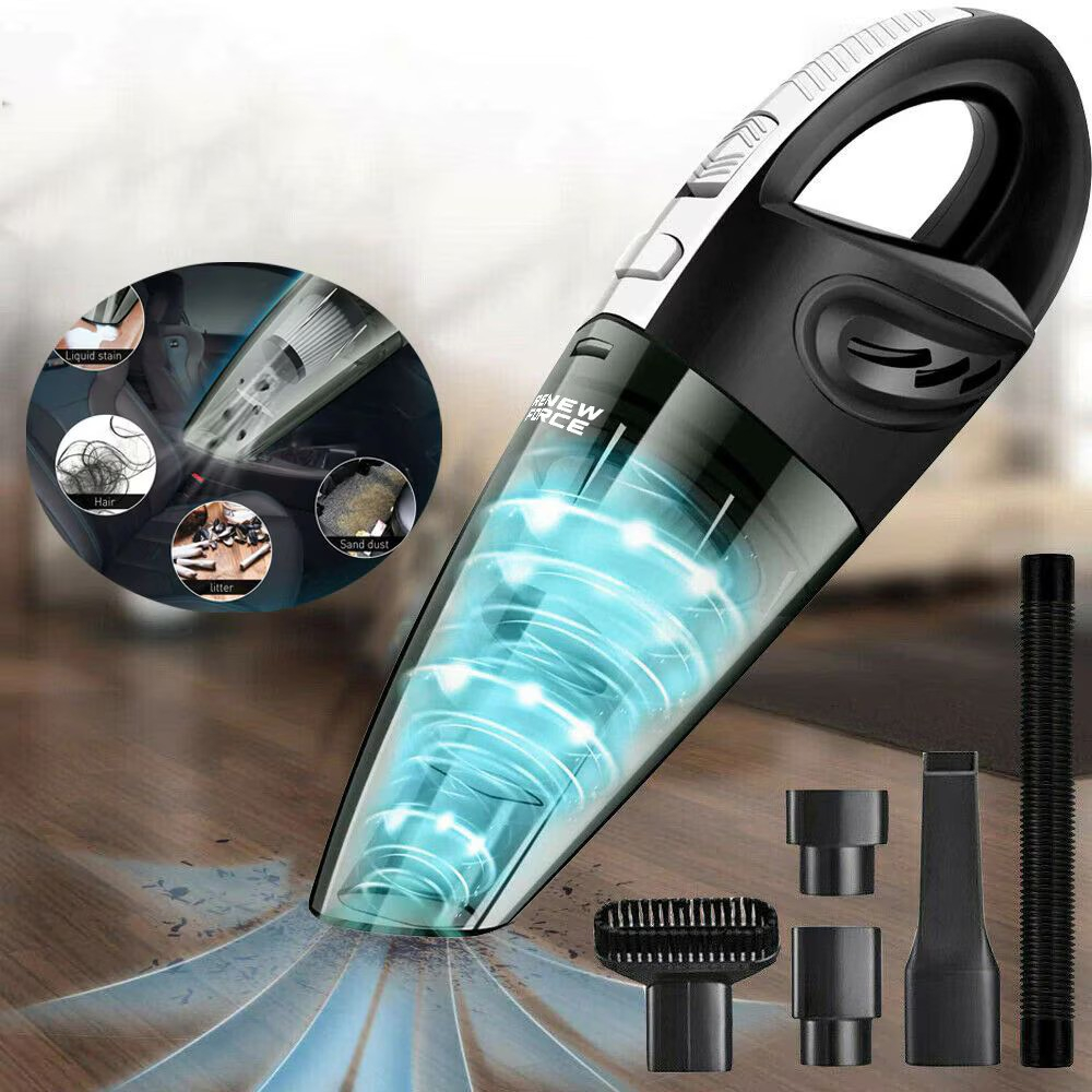 Aspirator de Mana Portabil cu Acumulator NewEvo, pentru Uz Casnic sau Auto, Incarcare USB, Putere 120W, Baterie 2000 mAh, 4 Accesorii Versatile pentru Curatare Rapida si Eficienta, Negru Gri [8]