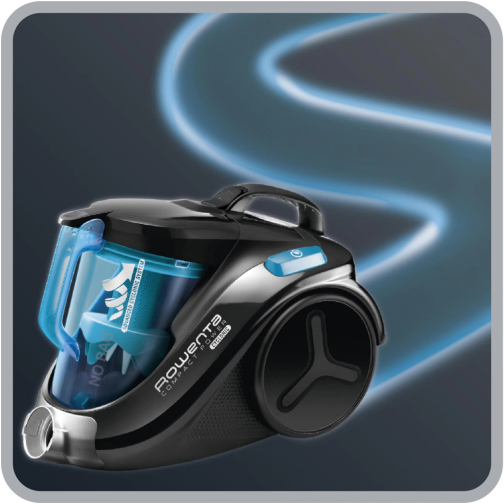 Aspirator fara sac Rowenta Compact Power Cyclonic RO3731EA, 750 W, recipient praf 1.5l, motor EffiTech, filtru de inalta eficienta, sistem CleanExpress, raza de operare 8.8m, negru/albastru [12]
