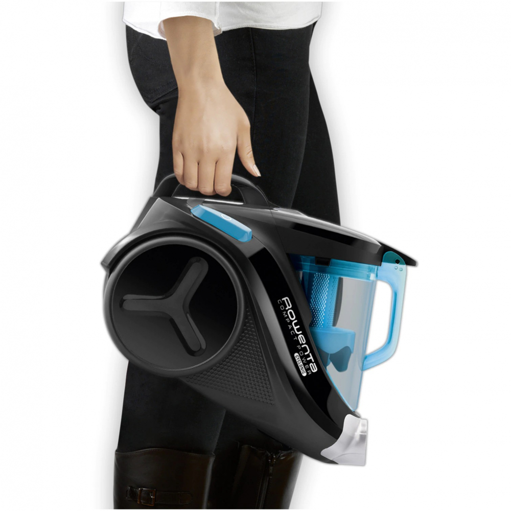 Aspirator fara sac Rowenta Compact Power Cyclonic RO3731EA, 750 W, recipient praf 1.5l, motor EffiTech, filtru de inalta eficienta, sistem CleanExpress, raza de operare 8.8m, negru/albastru [4]