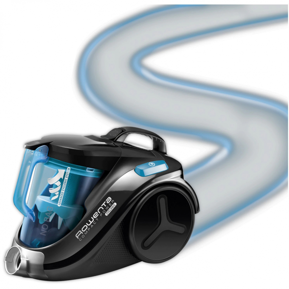 Aspirator fara sac Rowenta Compact Power Cyclonic RO3731EA, 750 W, recipient praf 1.5l, motor EffiTech, filtru de inalta eficienta, sistem CleanExpress, raza de operare 8.8m, negru/albastru [5]