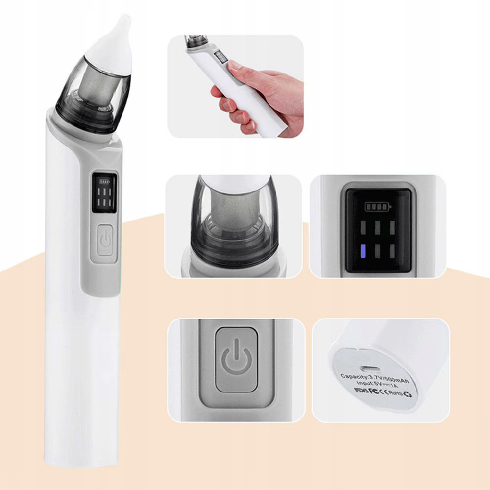 Aspirator nazal electric Cameleon pentru bebelusi si copii, silentios, 6 Trepte de Aspirare, Portabil, cu Incarcare USB, cu Baterie reincarcabila 500mAh, Putere de aspirare 65 kpa, 2 Capete de silicon [5]