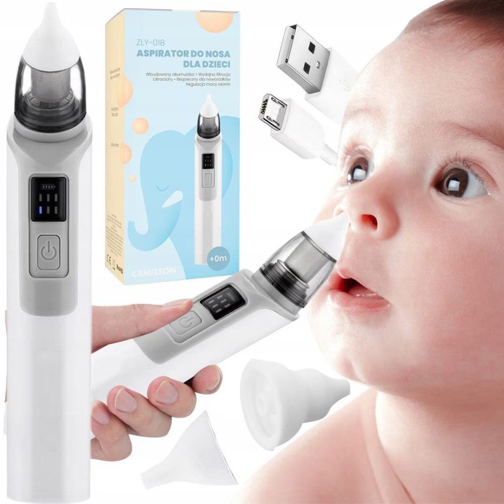 Aspirator nazal electric Cameleon pentru bebelusi si copii, silentios, 6 Trepte de Aspirare, Portabil, cu Incarcare USB, cu Baterie reincarcabila 500mAh, Putere de aspirare 65 kpa, 2 Capete de silicon [2]