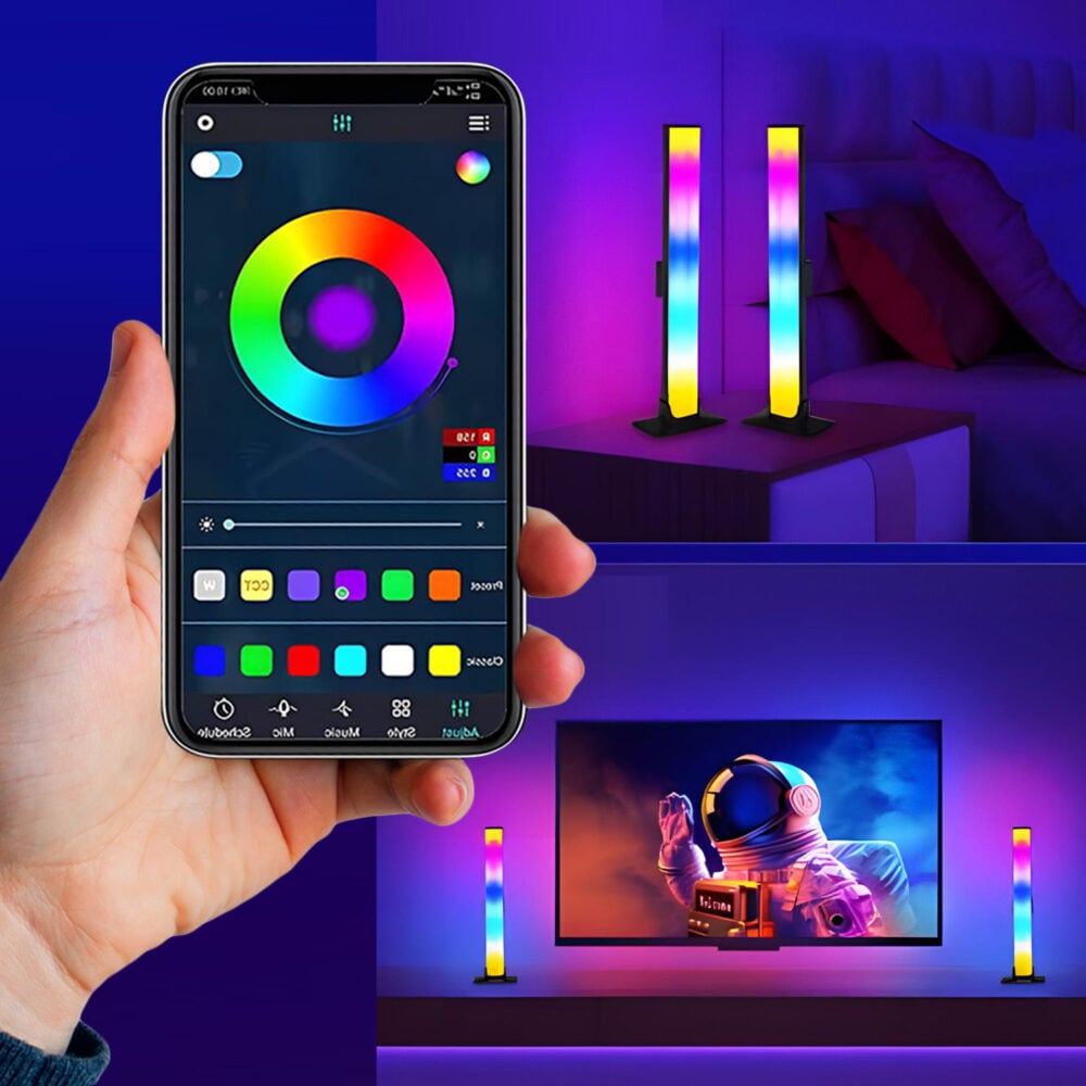 Banda de lumina inteligenta RGB LED, NewEvo®, Lumina ambientala, 16 milioane de culori, trei moduri de control, modul de sincronizare dinamica a muzicii, 213 moduri presetate, interfata USB (adaptorul [8]