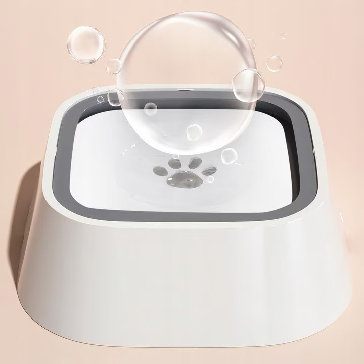 Bol Apa Antistropire NewEvo Pentru Caini Si Pisici, Rama Flotanta, Sistem Antialunecare, Adapator 1.5 Litri, Alb [4]