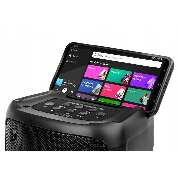 Boxa portabila NewEvo bluetooth, Putere 800/20 W, Intrare mini-jack 3.5 mm, Format audio MP 3, Autonomie 6 ore, Raza de actiune 10 m, Functie radio si GRP, Alimentare prin USB 5V, Dimensiuni 15 x 16 x [7]