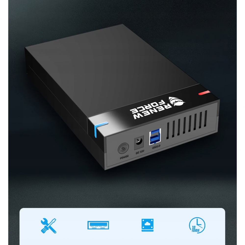 Carcasa Rack pentru Hard-Disk Extern 2.5 si 3.5 inch, Renew Force, USB 3.0, SATA, Design Tool-free, Neagra [5]