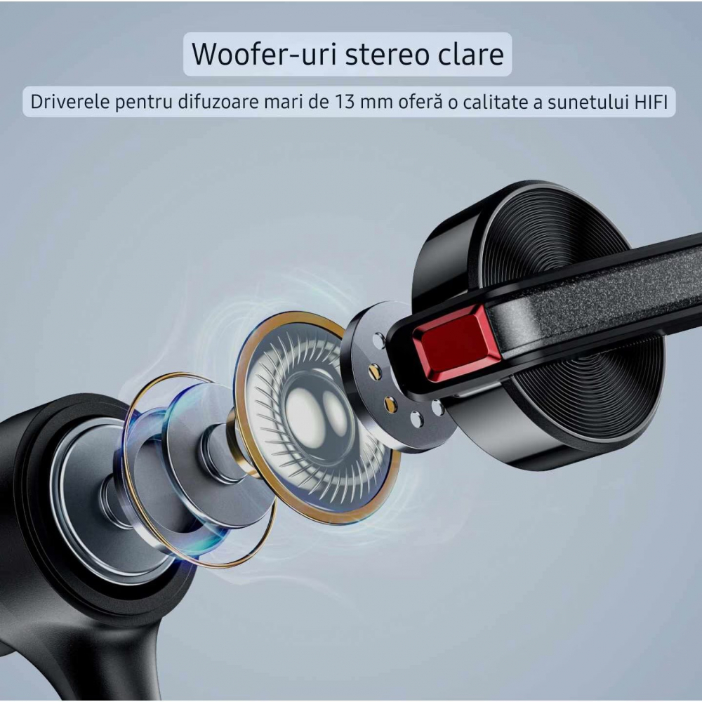 Casca Bluetooth Wireless New Bee , Baterie 60 ore 500mAH, Cu microfon dublu de reducere a zgomotului CVC 8.0, Bluetooth 5.2, Multipoint, Sunet HD, Conecatre la doua dispozitive simultan, Doua moduri de incarcare, Carcasa reincarcabila, Negru [5]