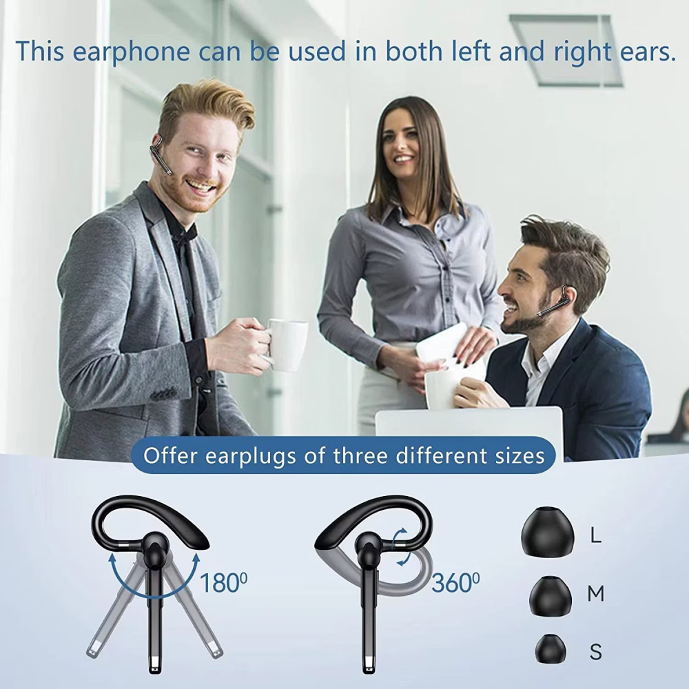 Casca Bluetooth Wireless NewEvo, Bluetooth 5.0, HandsFree, Compatibilitate Universala Samsung, iPhone, Huawei, Cutie de incarcare Negru Argintiu, Conectare la 2 dispozitive simultan [10]