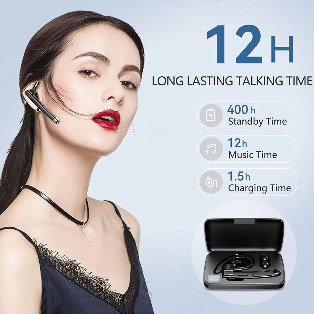 Casca Bluetooth Wireless NewEvo, Bluetooth 5.0, HandsFree, Compatibilitate Universala Samsung, iPhone, Huawei, Cutie de incarcare Negru Argintiu, Conectare la 2 dispozitive simultan [7]