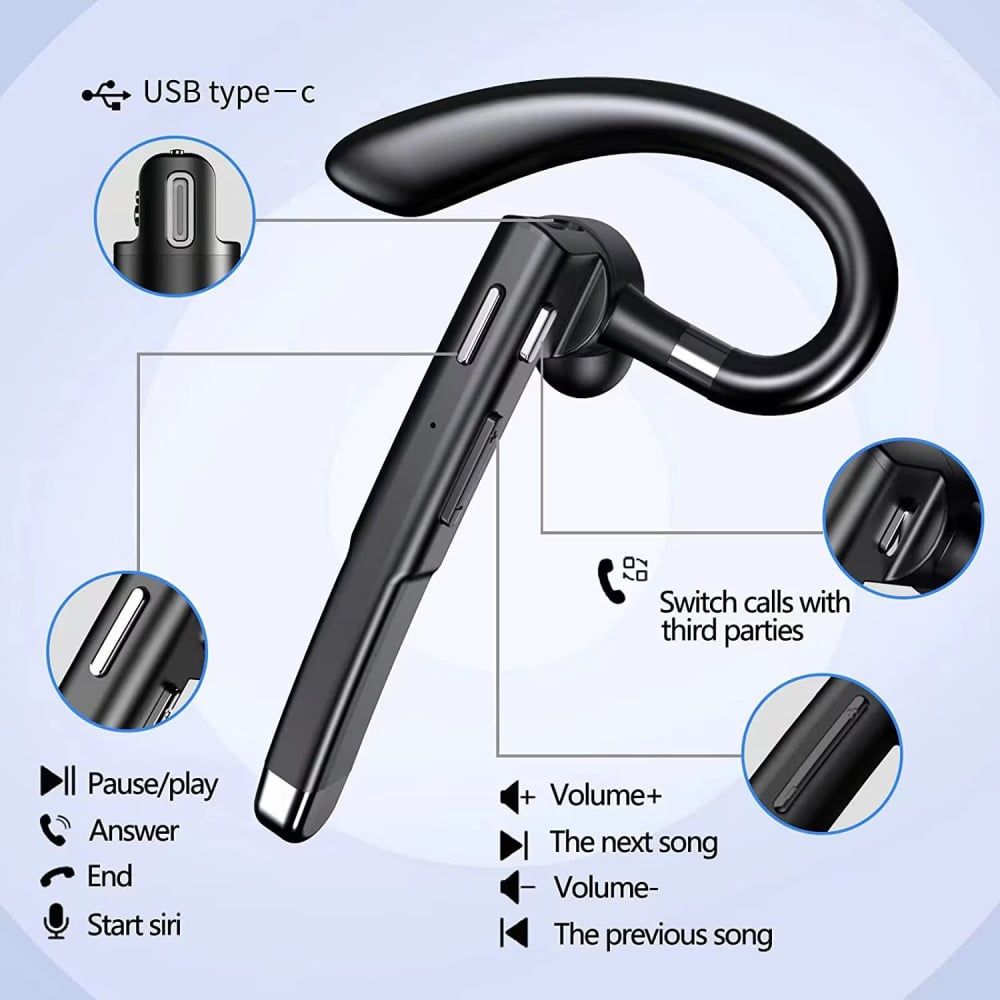 Casca Bluetooth Wireless NewEvo, Bluetooth 5.0, HandsFree, Compatibilitate Universala Samsung, iPhone, Huawei, Cutie de incarcare Negru Argintiu, Conectare la 2 dispozitive simultan [2]