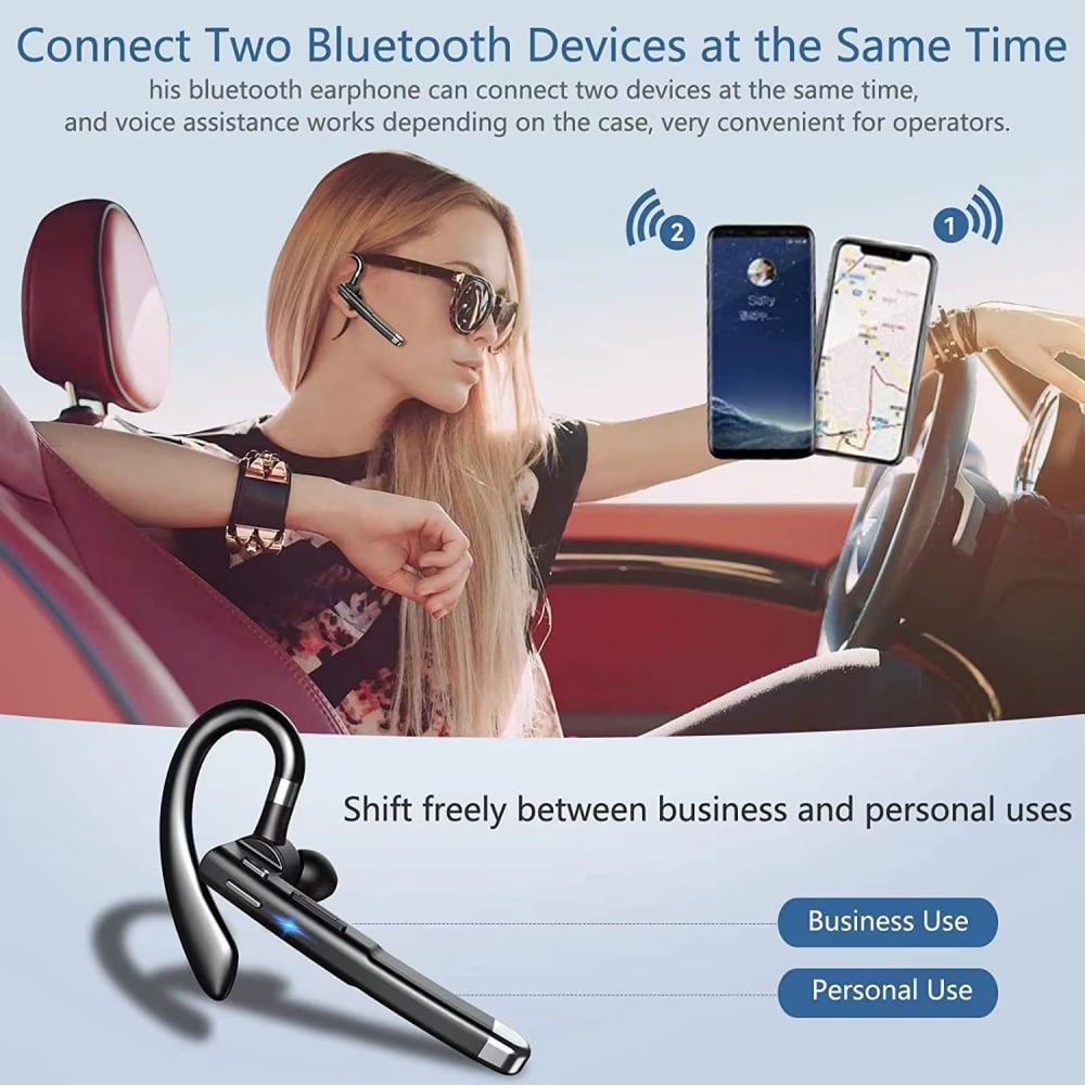 Casca Bluetooth Wireless NewEvo, Bluetooth 5.0, HandsFree, Compatibilitate Universala Samsung, iPhone, Huawei, Cutie de incarcare Negru Argintiu, Conectare la 2 dispozitive simultan [3]