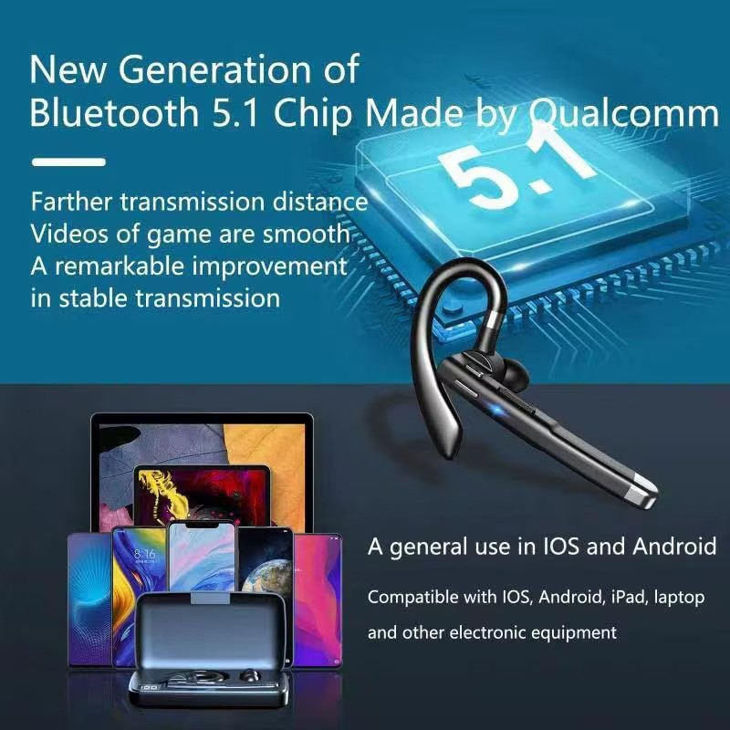 Casca Bluetooth Wireless NewEvo, Bluetooth 5.0, HandsFree, Compatibilitate Universala Samsung, iPhone, Huawei, Cutie de incarcare Negru Argintiu, Conectare la 2 dispozitive simultan [6]