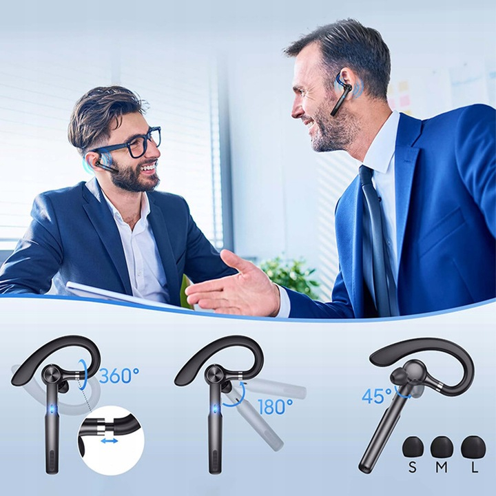 Casca Bluetooth Wireless NewEvo, Bluetooth 5.1, HandsFree, Compatibilitate Universala Samsung, iPhone, Huawei, Control tactil, Cutie de incarcare 400 mAh, Baterie incorporata 120 mAh, Conectare la doua dispozitive simultan, Negru  [7]