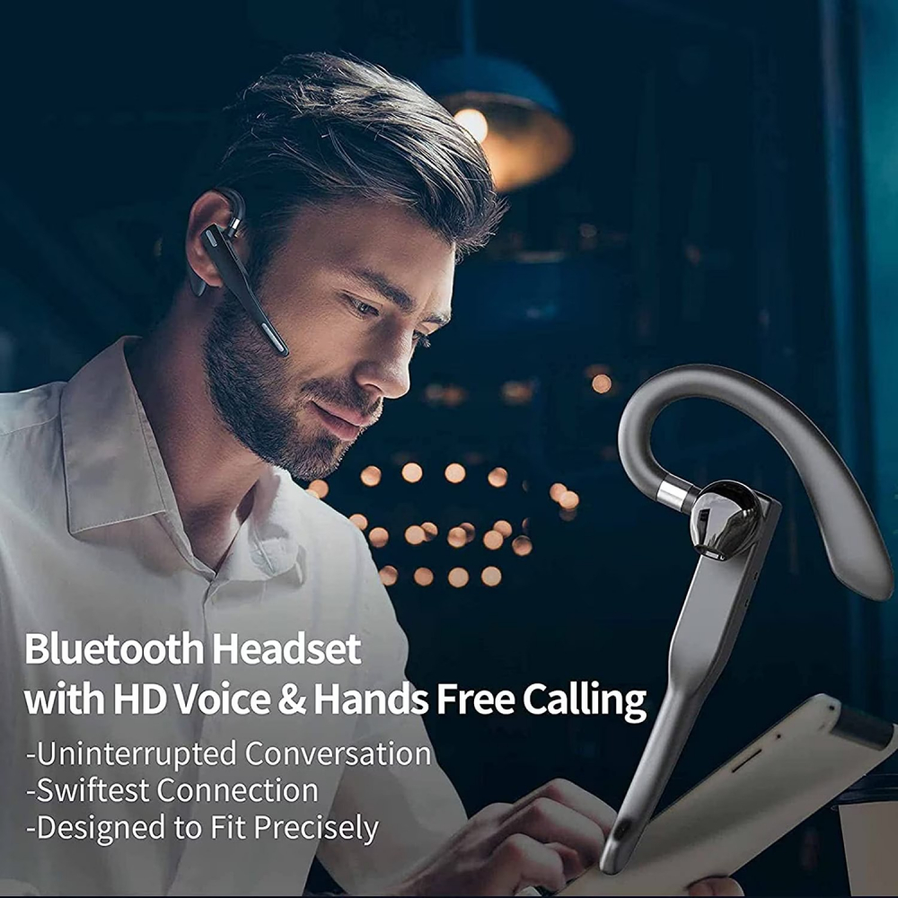 Casca Bluetooth Wireless, NewEvo Business, Tip Handsfree, Bluetooth 5.0, Design Ergonomic, Reducere Zgomotului, Compatibilitate Universala Samsung, iPhone, Huawei, Xiaomi, Conectare la 2 Dispozitive Simultan, Carcasa de incarcare, Negru [6]