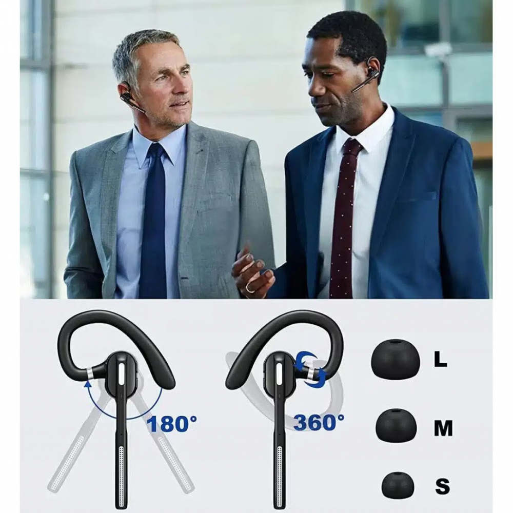 Casca Bluetooth Wireless, Renew Force Business, Tip Handsfree, Bluetooth 5.1, Design Ergonomic, autonomie 240h, timp de convorbire 12h, Microfon Dual, Negru [6]
