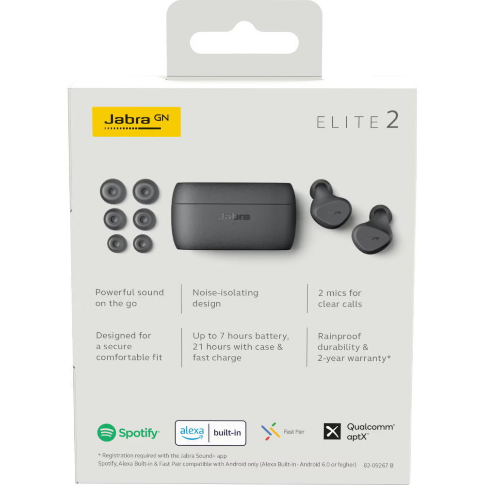 Casti audio in-ear, Jabra Elite 2, True wireless, Bluetooth, IP55, Dark Grey [5]