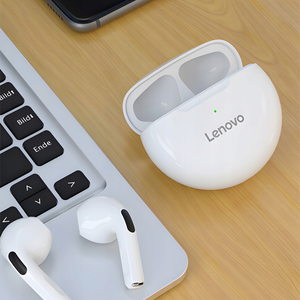Casti in Ear Wireless, Lenovo , Bluetooth 5.0, Noise Cancelling, Control Tactil, Ergo Fit, Rezistente la apa IPX 4, Alb [4]