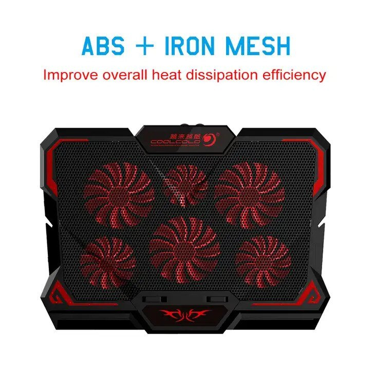 Cooler laptop DexXer, Dual USB, 6 Ventilatoare, Inaltime reglabila, 13-17 inchi, 417 x 300 x 30 mm, Negru [2]