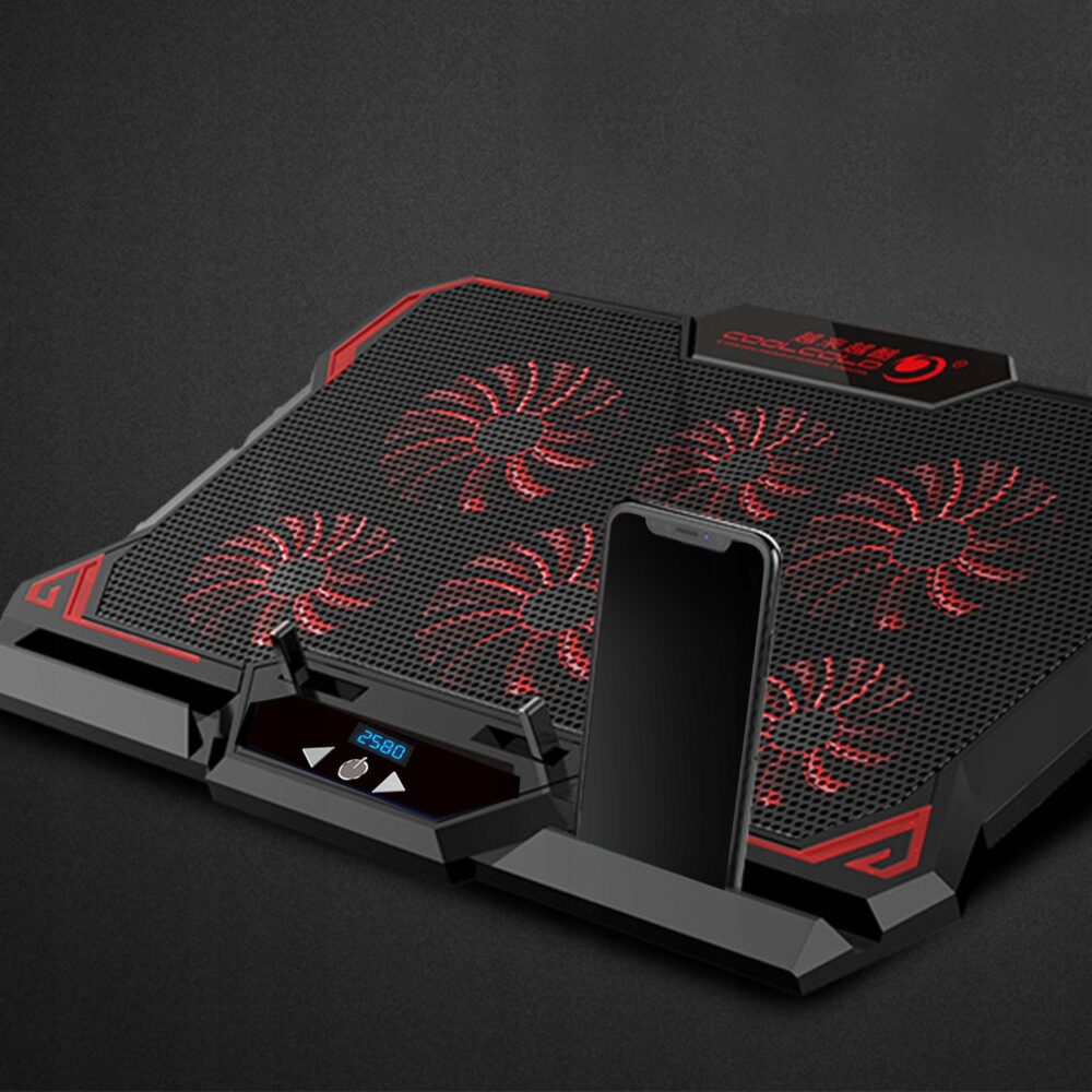 Cooler laptop DexXer, Dual USB, 6 Ventilatoare, Inaltime reglabila, 13-17 inchi, 417 x 300 x 30 mm, Negru [7]