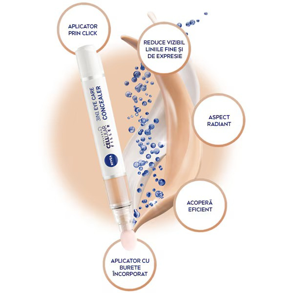 Corector hidratant pentru zona ochilor, Nivea Cellular 3in1 Eye Concealer, nuanta medie, 4 ml [6]