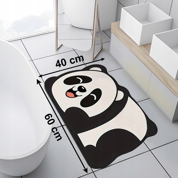 Covor baie universal NewEvo, Antiderapant, Material Absorbant , Uscare Rapida, 60 x 40 cm, Model Panda [2]