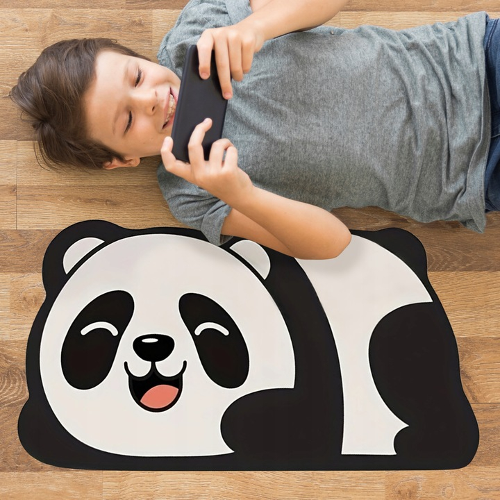 Covor baie universal NewEvo, Antiderapant, Material Absorbant , Uscare Rapida, 60 x 40 cm, Model Panda [5]
