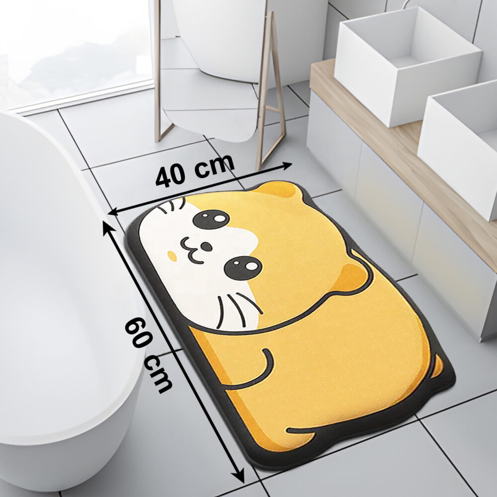 Covor baie universal NewEvo, Antiderapant, Material Absorbant , Uscare Rapida, 60 x 40 cm, Model Pisica [2]
