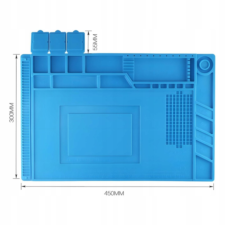 Covoras Anti-Static Multifunctional din Silicon, NewEvo, pentru reparatii electronice diverse, service GSM, cu organizatoare etanse, marcaje si linii de masurare, zona magnetica, silicon, 45 x 30 cm, [3]
