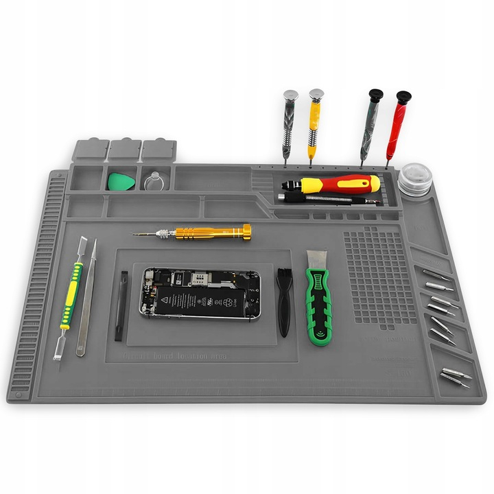 Covoras Anti-Static Multifunctional din Silicon, NewEvo, pentru reparatii electronice diverse, service GSM, cu organizatoare etanse, marcaje si linii de masurare, zona magnetica, silicon, 45 x 30 cm,G [8]