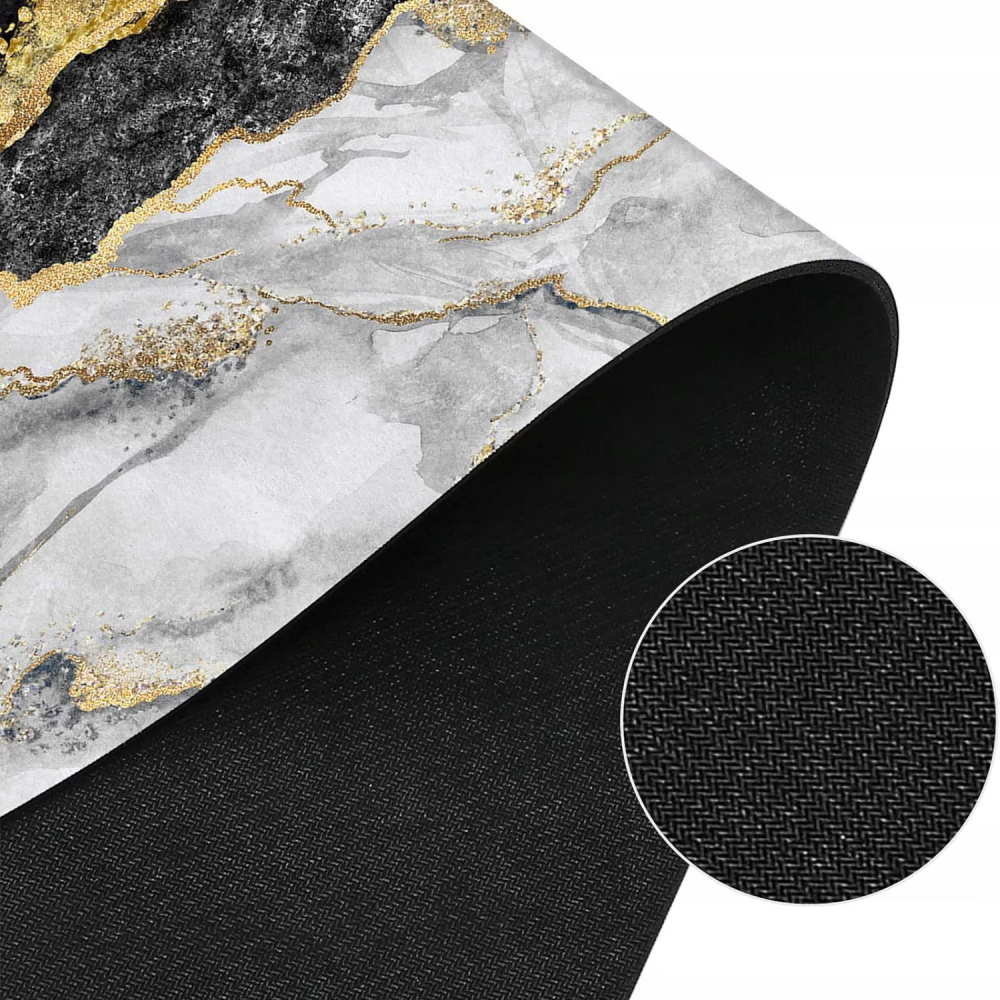Covoras de baie modern, DexXer, Ultra absorbant, Antiderapant si uscare rapida, Model marmura, Ecologic usor de curatat, 50x80 cm, Poliester/Rubber, Negru [2]