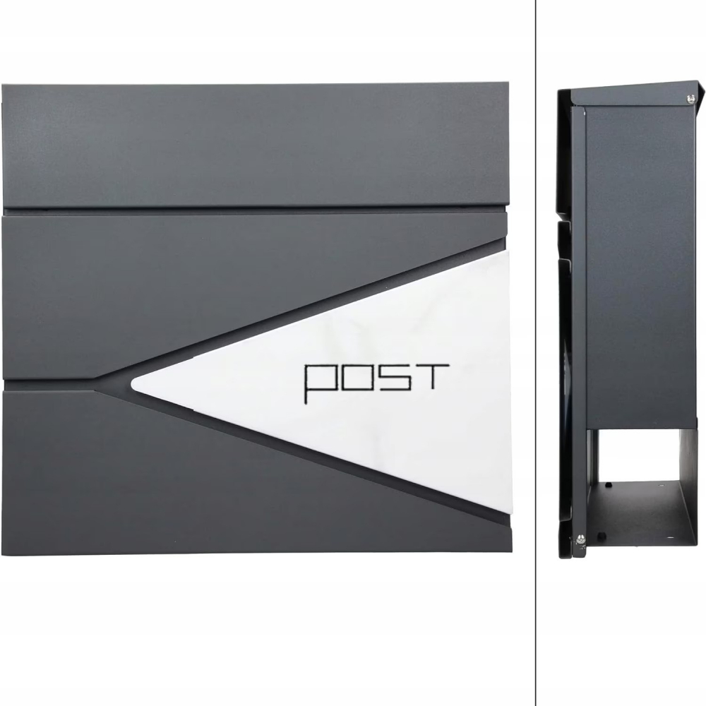 Cutie postala exterior NewEvo, otel galvanizat, spatiu ziare, buzunar pentru materiale publicitare, 37x37x 11 cm, accesorii montare, design elegant Antracit Argintiu [3]
