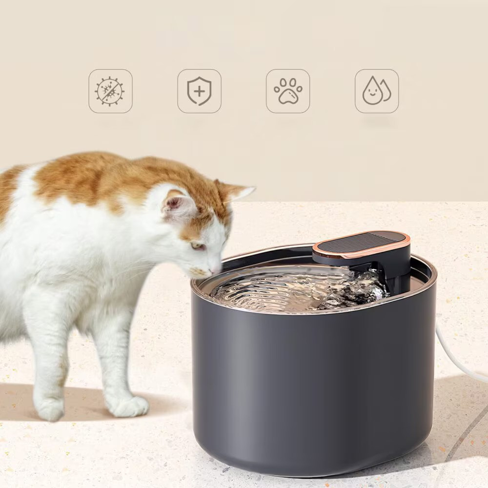 Dispenser apa NewEvo pentru caini si pisici de tip fantana, silentioasa, cu sistem de filtrare cu carbune activ si recirculare, hidratare neintrerupta a animalelor de companie, USB, 3L, Albastru [3]