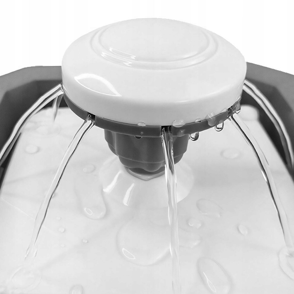 Dispenser de apa tip fantana NewEvo, ultra-sientioasa pentru caini si pisici cu filtru de carbon activat si hidratare neintrerupta a animalelor de companie, reglare a debitului de apa, incarcare USB, design modern, 2.5L, Alb [4]