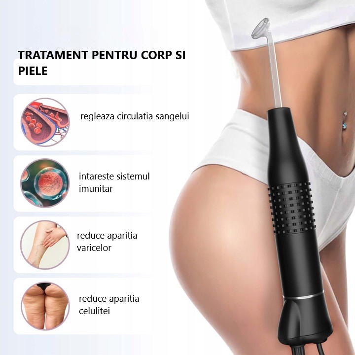 Electroderm, NewEvo®, Darsonval, Tratament cu Frecventa Inalta pentru Acnee, Riduri, Controlul Petelor, Cearcane, Ten, Par Seboreic, Stimulator Scalp, Infrumusetare, Biostimulare Faciala, Lifting, Gri [3]