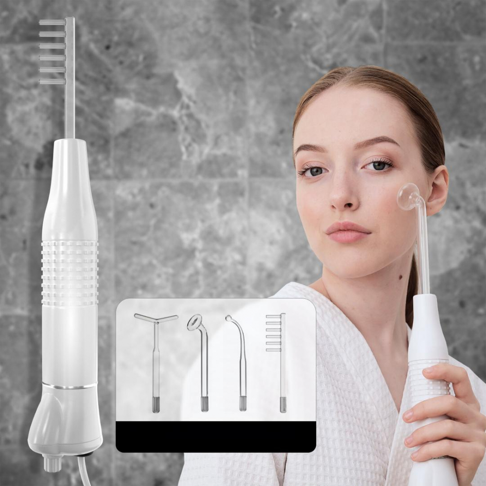 Electroderm, NewEvo®, Darsonval, Tratament cu Frecventa Inalta pentru Acnee, Riduri, Controlul Petelor, Cearcane, Ten, Par Seboreic, Stimulator Scalp, Infrumusetare, Biostimulare Faciala, Lifting, Alb [6]