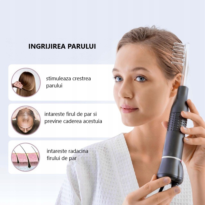 Electroderm, NewEvo®, Darsonval, Tratament cu Frecventa Inalta pentru Acnee, Riduri, Controlul Petelor, Cearcane, Ten, Par Seboreic, Stimulator Scalp, Infrumusetare, Biostimulare Faciala, Lifting, Gri [5]