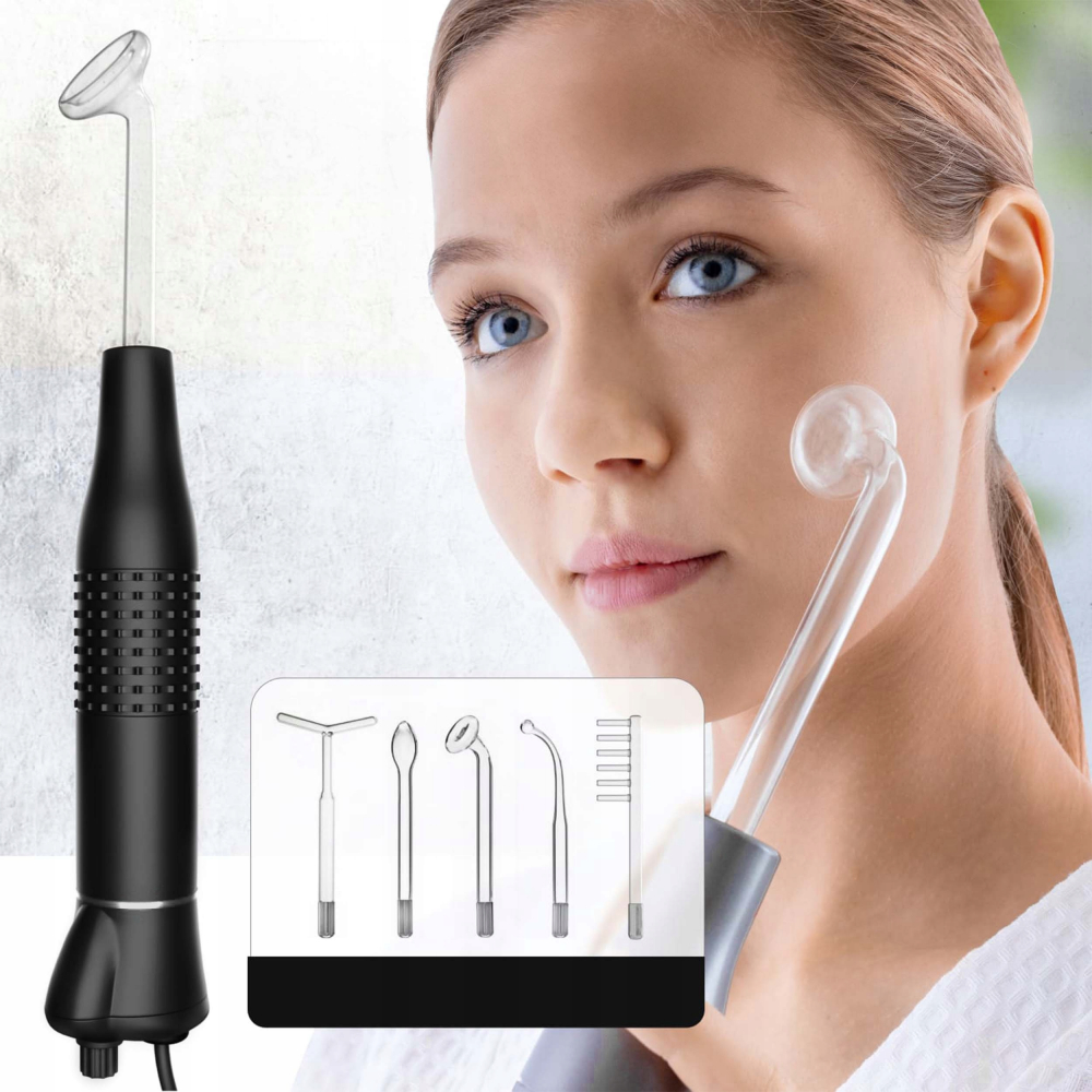 Electroderm, NewEvo®, Darsonval, Tratament cu Frecventa Inalta pentru Acnee, Riduri, Controlul Petelor, Cearcane, Ten, Par Seboreic, Stimulator Scalp, Infrumusetare, Biostimulare Faciala, Lifting, Gri [10]